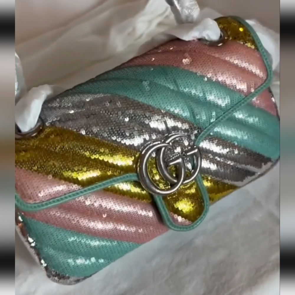 Gucci GG Marmont Multi-Color Sequined Shoulder Bag